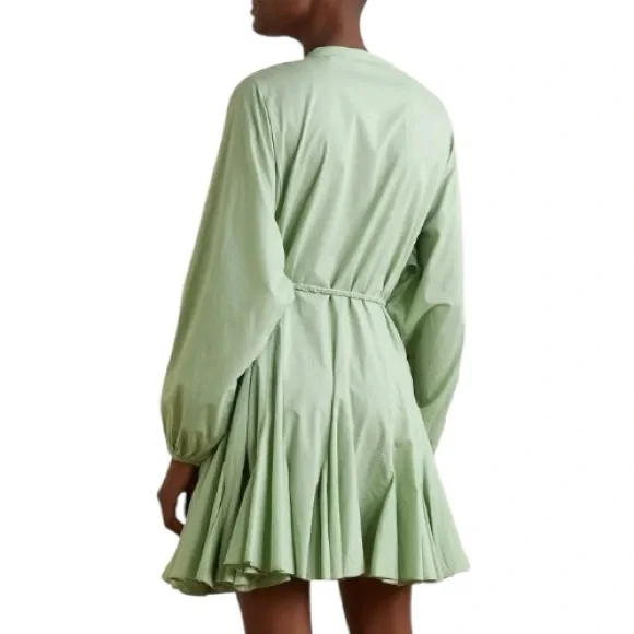 HP Rhode Emanne Cotten Voile Belted Pleated Mini in Green - Picture 2 of 8